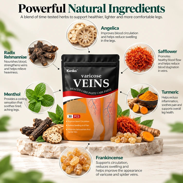 Kenko™ Spider & Varicose Vein Patches | Natural Herbal Therapy for Swelling, Fatigue & Vein Health