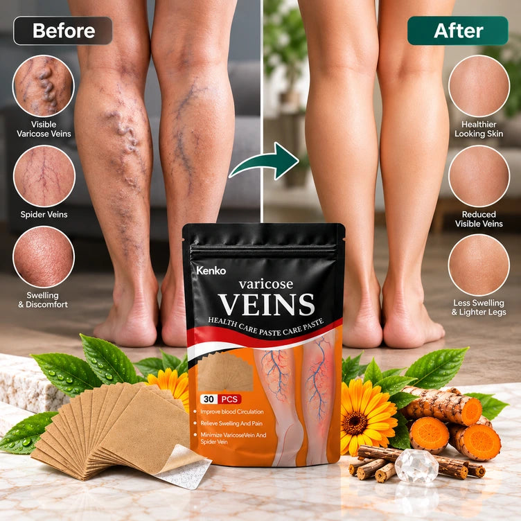 Kenko™ Spider & Varicose Vein Patches | Natural Herbal Therapy for Swelling, Fatigue & Vein Health
