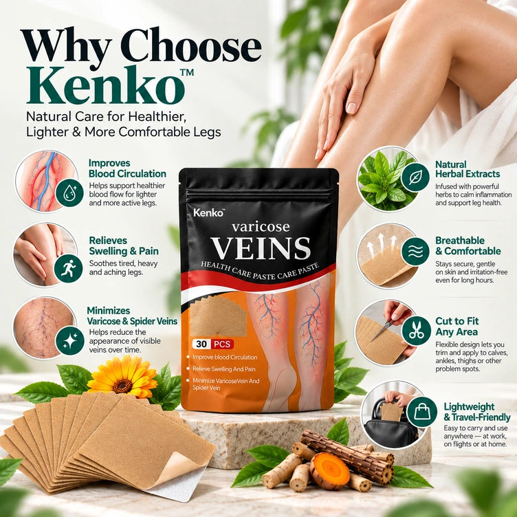 Kenko™ Spider & Varicose Vein Patches | Natural Herbal Therapy for Swelling, Fatigue & Vein Health