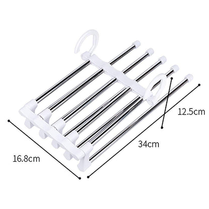 Hanger-5 In 1 Stainless Steel Multifunction Retractable Pants Rack Trouser Hanger(Pack of 1)
