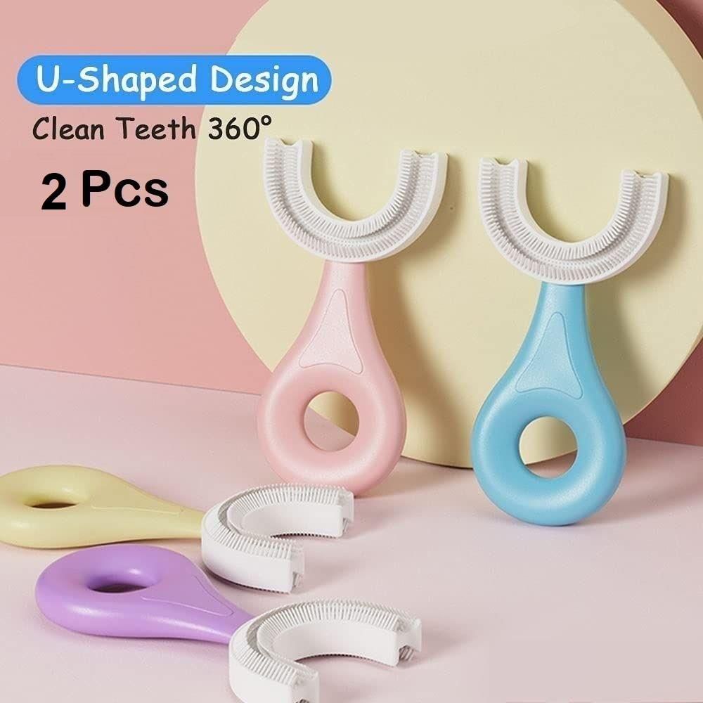 Brush- U Shaped Toothbrush for Silicone Infant Toothbrush For Mouth-Cleaning ( Pack of 2 )