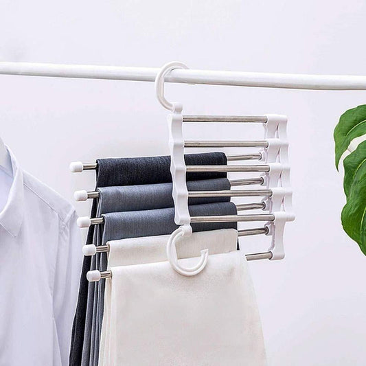 Hanger-5 In 1 Stainless Steel Multifunction Retractable Pants Rack Trouser Hanger(Pack of 1)