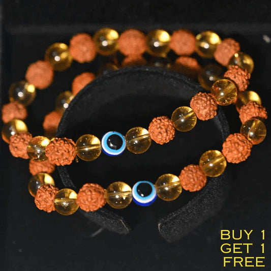 DivineAura™ Rudraksha Citrine Crystal Bracelet (Buy 1 Get 1 Free)