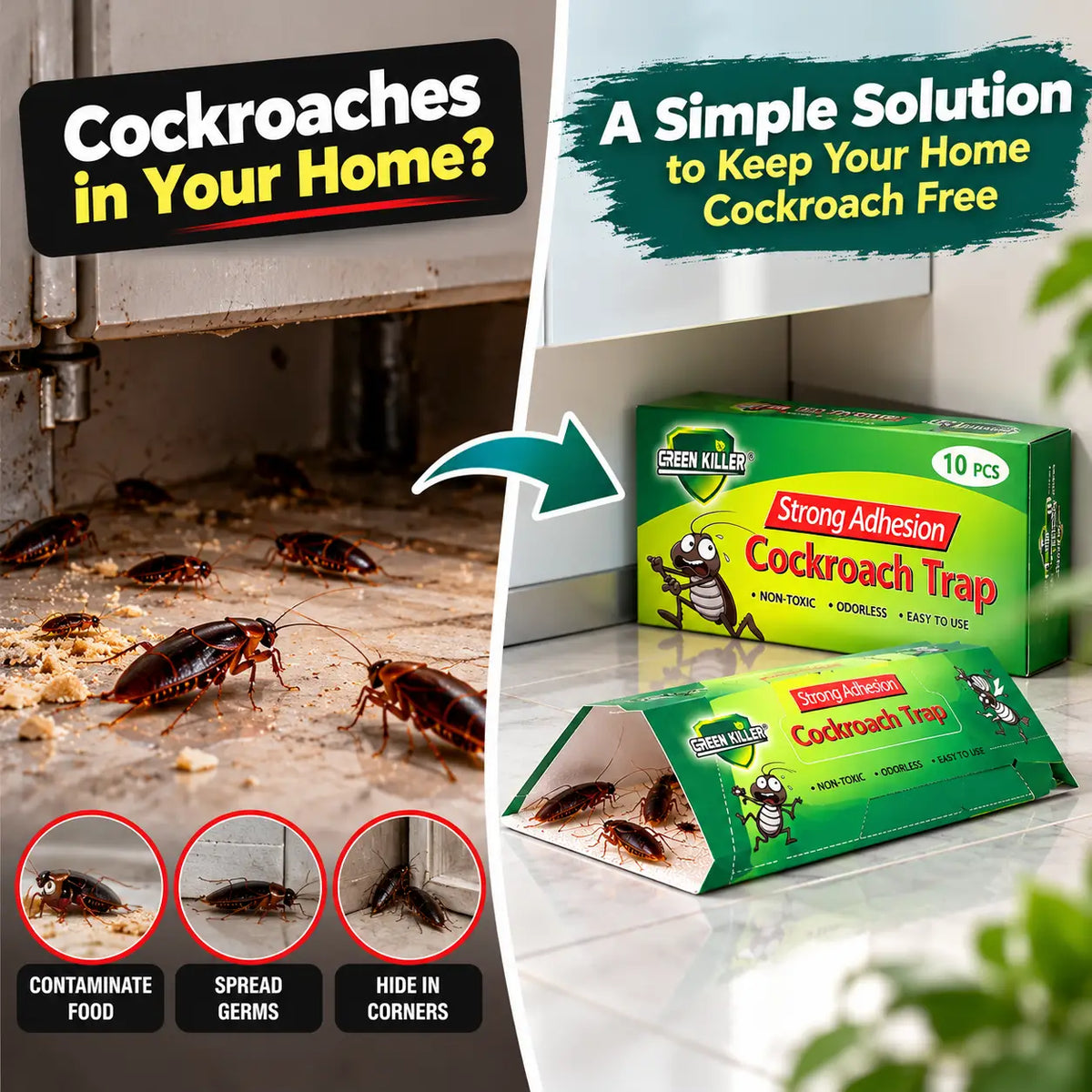 Pestora™ Non-Toxic Cockroach Trap for Kitchen & Home
