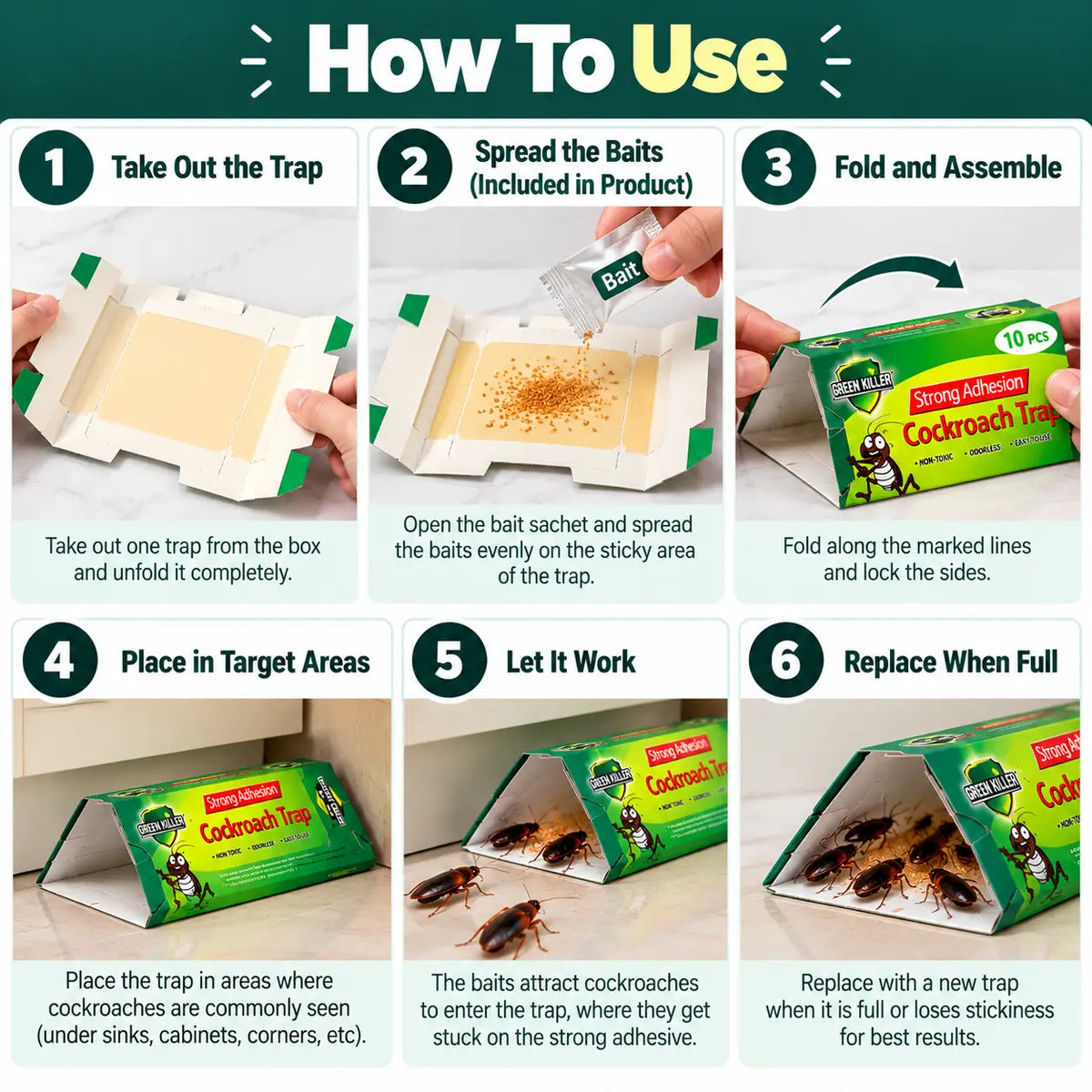 Pestora™ Non-Toxic Cockroach Trap for Kitchen & Home