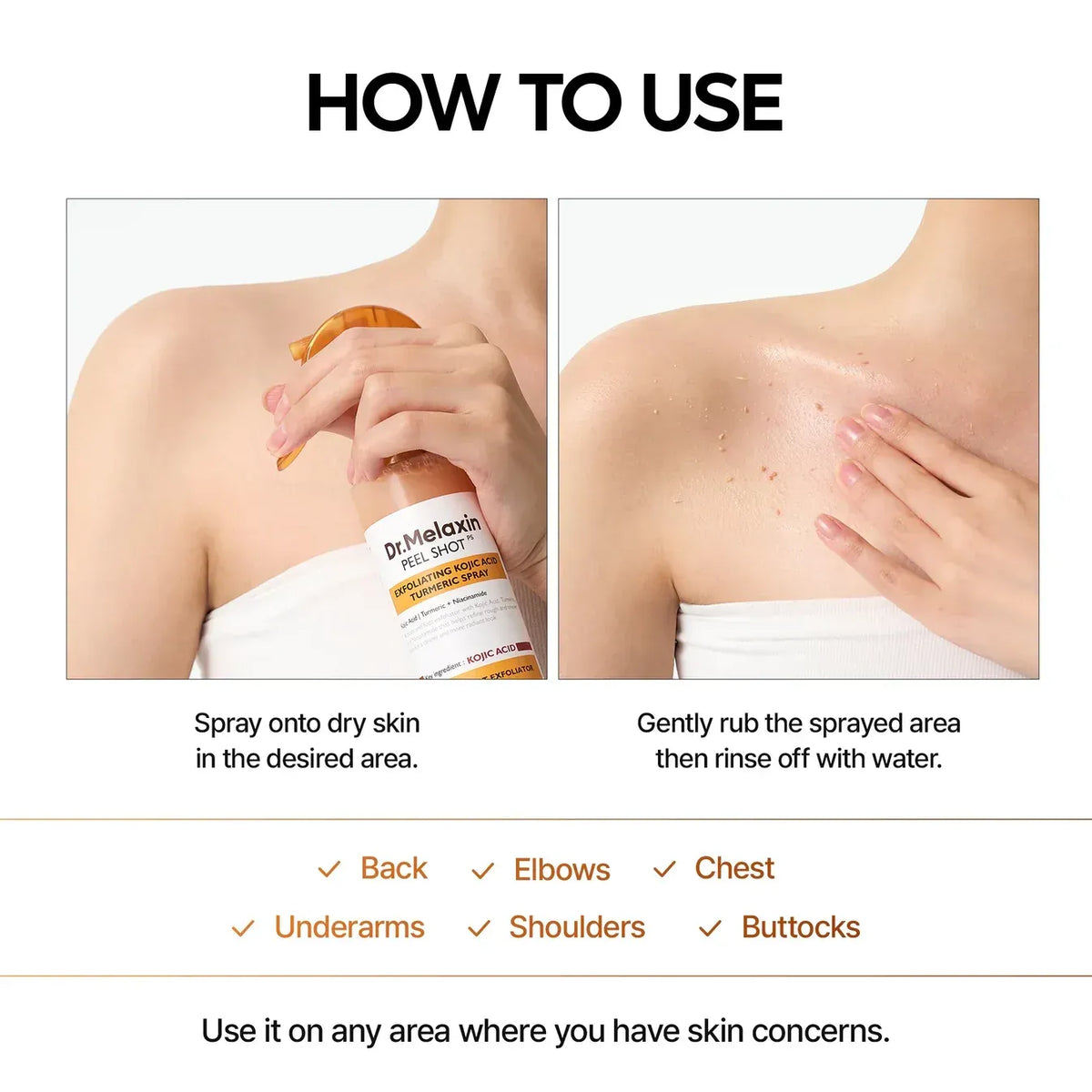 Dr. Melacure™ Full Body Kojic Acid & Turmeric Exfoliating Spray For Smooth & Clear Skin
