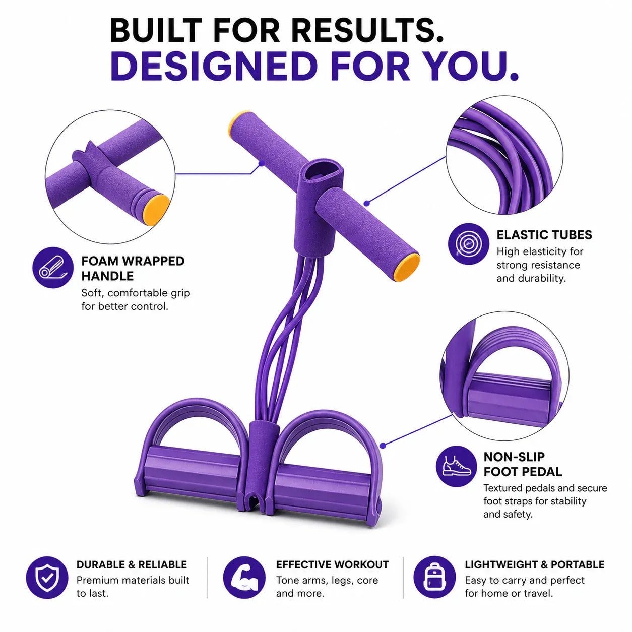 MyLifey™ – Premium 8 tube Multifunctional Yoga Pedal Resistance Band Trainer