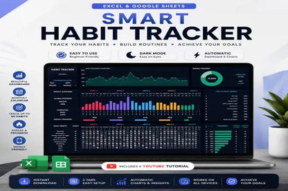 Ultimate Habit Tracker & Daily Routine Planner For Google Sheets & Excel