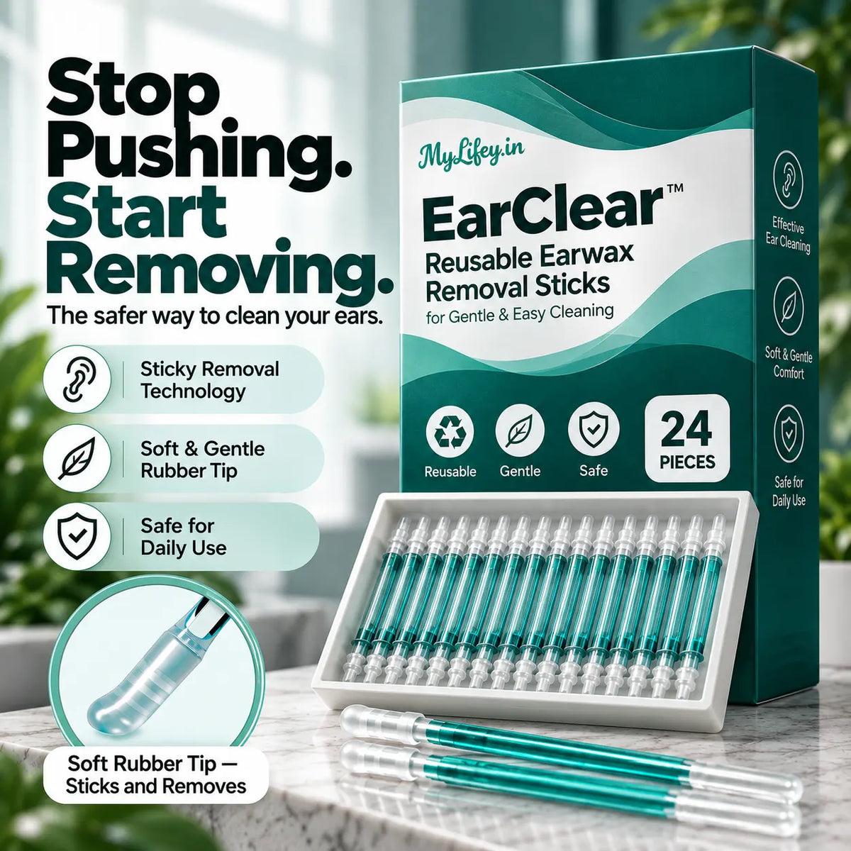 EarClear™ – Soft-Tip Earwax Removal Sticks for Easy & Gentle Cleaning