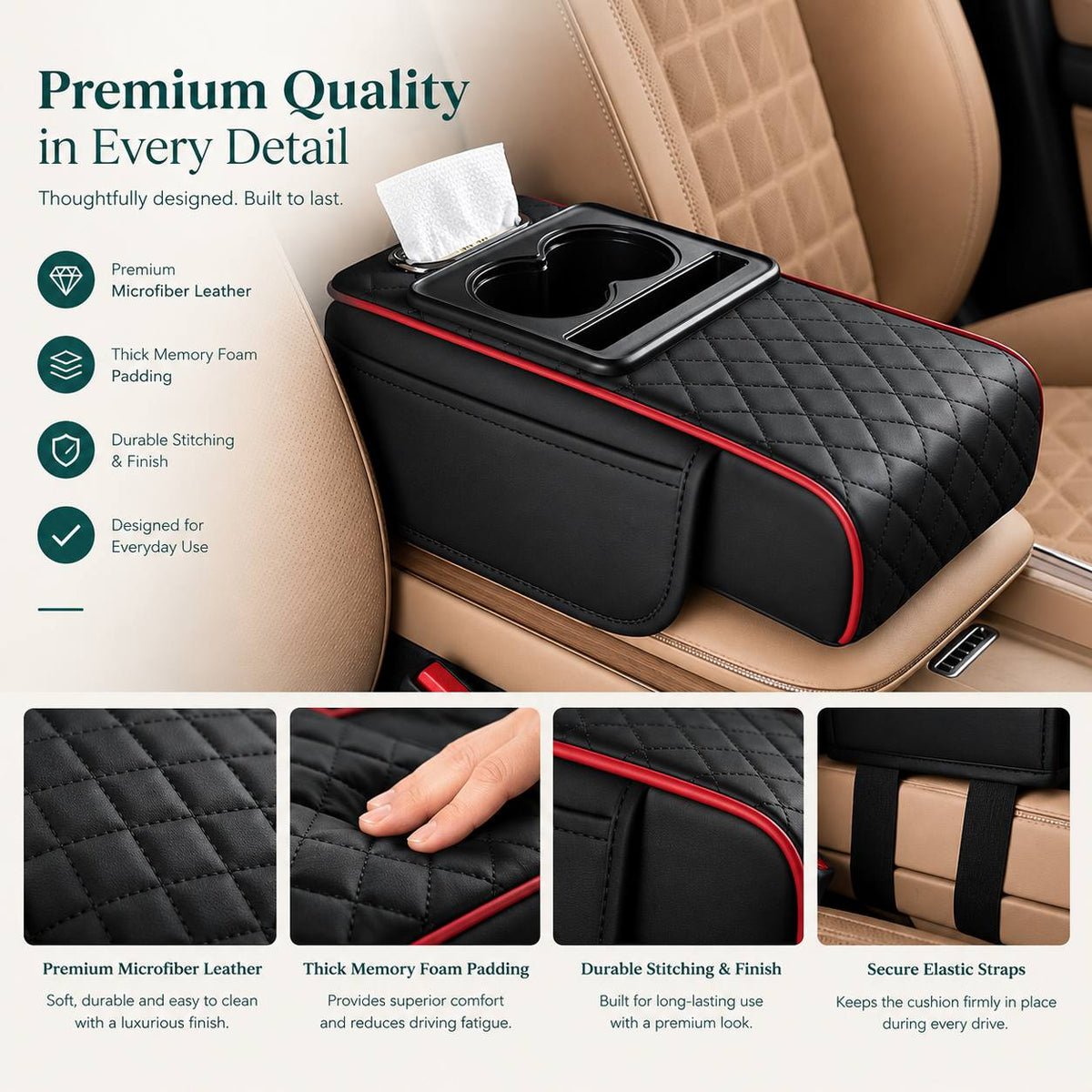 Armora™ 5-in-1 Car Armrest Organizer for Ultimate Comfort & Convenience